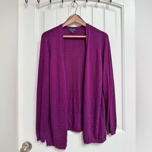 Jessica Purple Sparkle Cotton Angora Blend Open Cardigan. LP (16P)